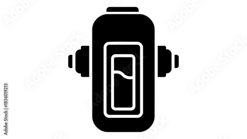 Electronic fluid level sensor icon, isolated on white, representing accurate measurement and industrial automation syste