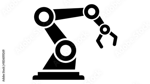 Industrial robot arm for automated manufacturing and assembly processes, modern technology in factory production