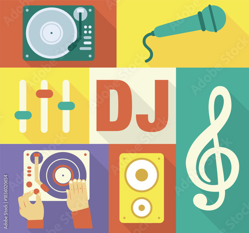 DJ and Disc Jockey Icon Set