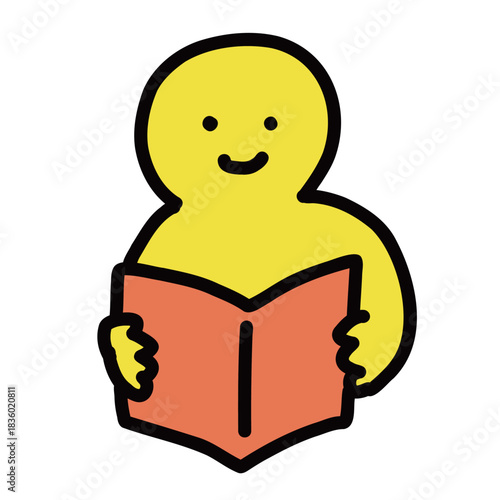 読書する人　シンプルな手描きのイラストアイコン