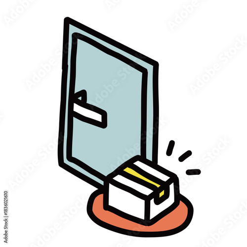 置き配　シンプルな手描きのイラストアイコン