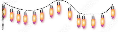 Glowing orange and pink lights on a dark background