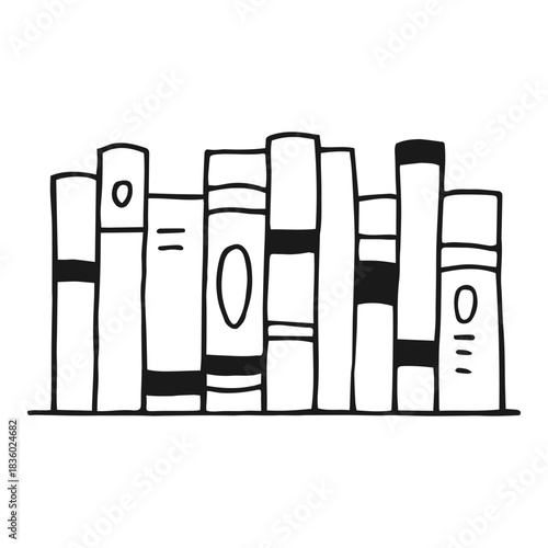 Books outline sketch. Stack of books. Bookstore, library line symbol.