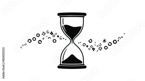 Hourglass with sand flowing, symbolizing the passage of time and urgency