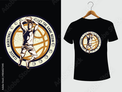 Classic Basketball T-Shirt Design – Vintage Dunk Player