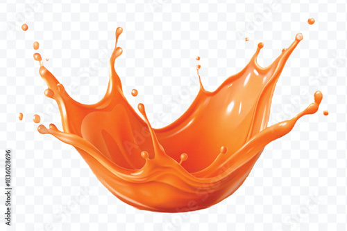 splash of  colorful liquid juice splash in mid air cut and curve style isolated on transparent background