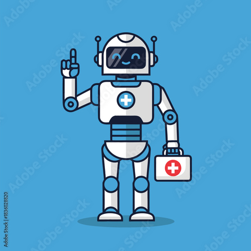 Medical robot providing healthcare assistance and support.