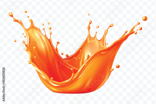 splash of  colorful liquid juice splash in mid air cut and curve style isolated on transparent background