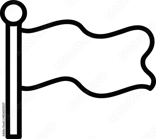 A minimalist depiction of a waving banner atop a sturdy flagpole design illustration