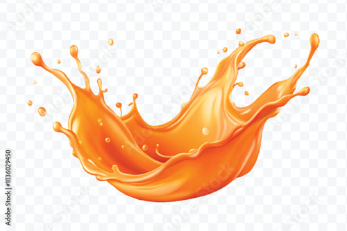 splash of  colorful liquid juice splash in mid air cut and curve style isolated on transparent background