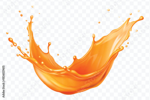 splash of  colorful liquid juice splash in mid air cut and curve style isolated on transparent background
