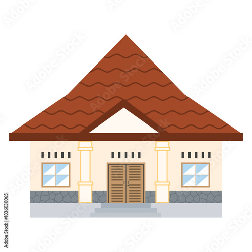 Vector illustration of Indonesian house inspired by Dutch colonial era