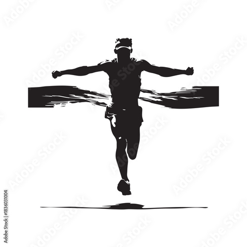 man win the running  race silhouette