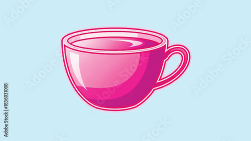 A vibrant pink teacup filled with a pink beverage.