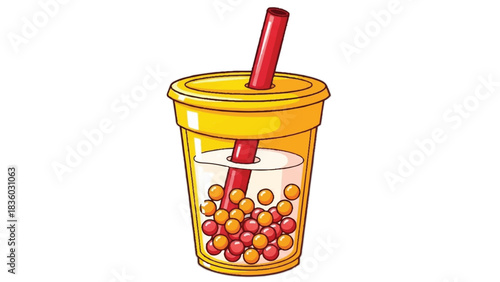 A refreshing bubble tea drink with tapioca pearls.