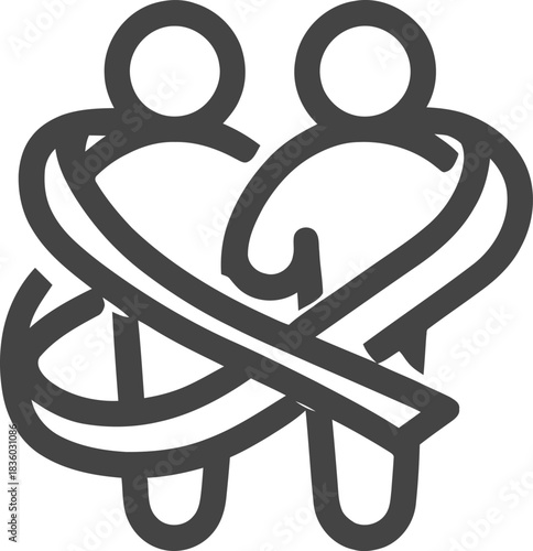 Stylized rendering emphasizing partnership, togetherness, interconnected humanity and mutual support