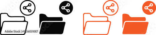 folder icon four set vector controlling share