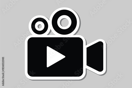 Vintage film camera icon on tripod for cinema and movie production