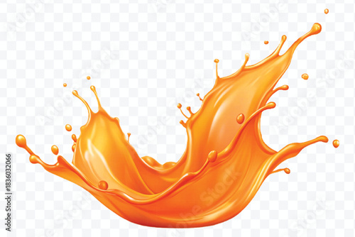 splash of  colorful liquid juice splash in mid air cut and curve style isolated on transparent background