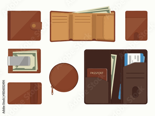 Collection of Various Leather Wallets and Purses.