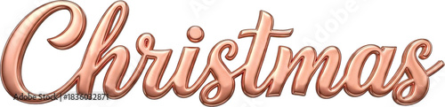 Elegant metallic lettering with soft pearl reflections, rose gold using smooth surfaces