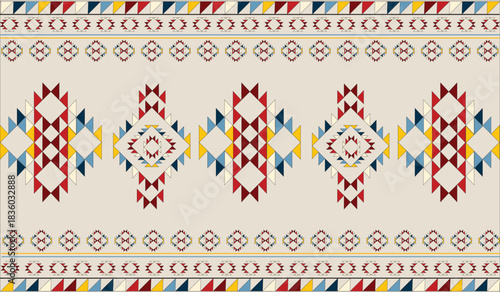 abstract Traditional geometric ethnic fabric pattern ornate elements with ethnic patterns design for textiles, rugs, clothing, sarong, scarf, batik, wrap, embroidery, print, curtain, carpet, wallpaper