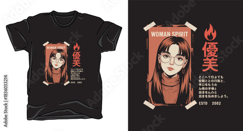 Women spirit vector graphic art t-shirt design print template