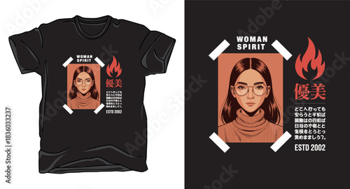 Women spirit vector graphic art t-shirt design print template