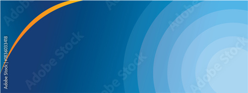 Modern blue abstract background with smooth gradient curves and soft circular wave patterns on the right side. Clean and elegant corporate-style backdrop featuring dynamic blue tones with a contrastin