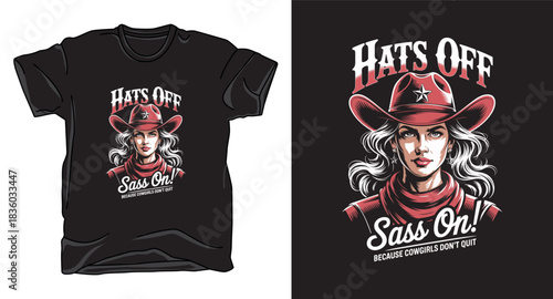 Hats of cow girl graphic vector art t-shirt design print template