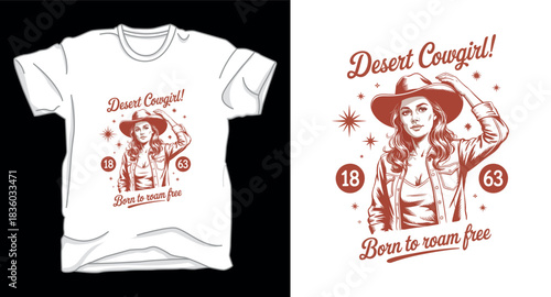 Decent cowgirl graphic vector art t-shirt design print template