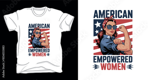 American women power graphic vector art t-shirt design print template