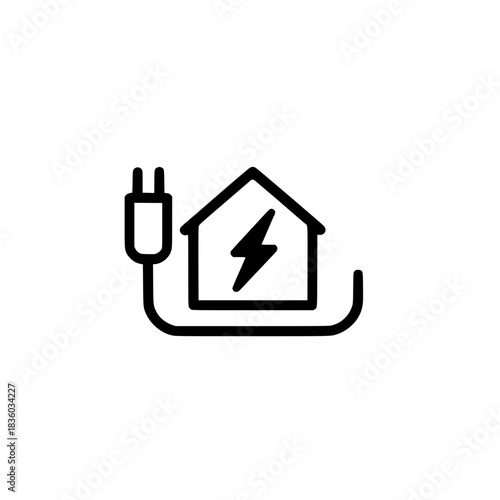 Power plug inside home icon showing reliable electricity access for modern household energy systems