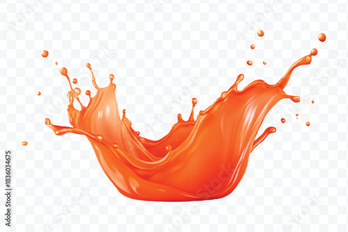 splash of  colorful liquid juice splash in mid air cut and curve style isolated on transparent background