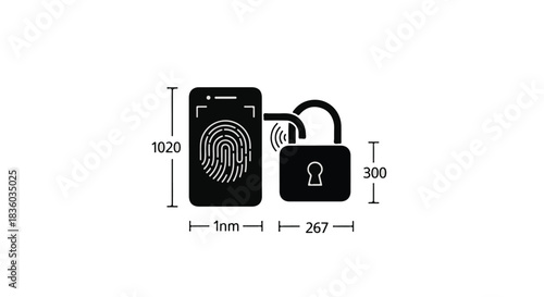 Secure smartphone unlock with fingerprint sensor and digital lock icon