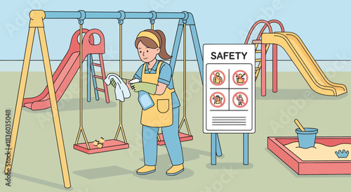 Playground cleaning service maintaining hygiene and safety standards in public spaces