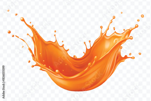 splash of  colorful liquid juice splash in mid air cut and curve style isolated on transparent background