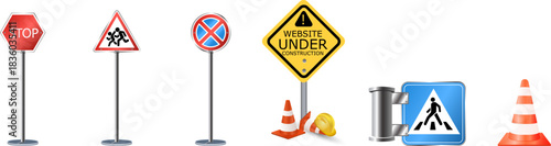 Road traffic signs and icons vector bundle set. Road traffic signs and icons vector bundle set featuring a wide range of warning, regulatory, and informational road symbols.