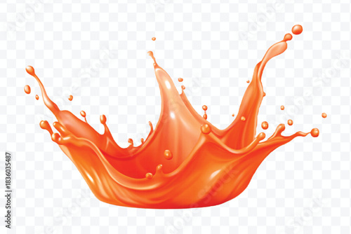 splash of  colorful liquid juice splash in mid air cut and curve style isolated on transparent background