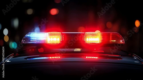  Police car lights flashing blue red night emergency siren law enforcement crime scene safety warning