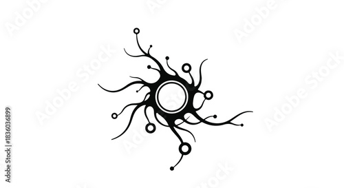 Abstract organic shape with radiating lines and circles, symbolizing growth and connection