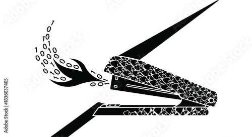 Stapler transforming digital data into creative output