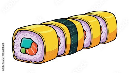 Delicious Sushi Roll with Salmon and Avocado Filling.