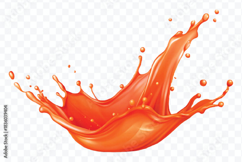 splash of  colorful liquid juice splash in mid air cut and curve style isolated on transparent background