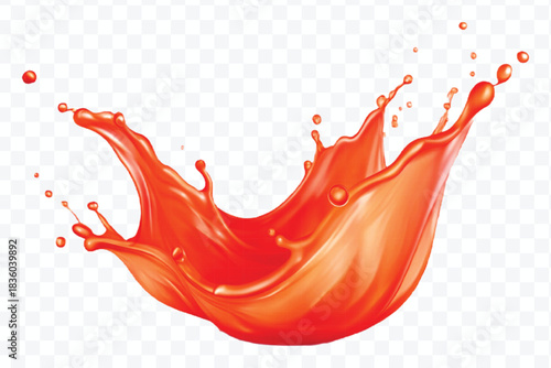 splash of  colorful liquid juice splash in mid air cut and curve style isolated on transparent background
