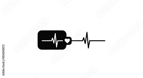 Medical pet tag heartbeat line symbolizing life and health care veterinary concept