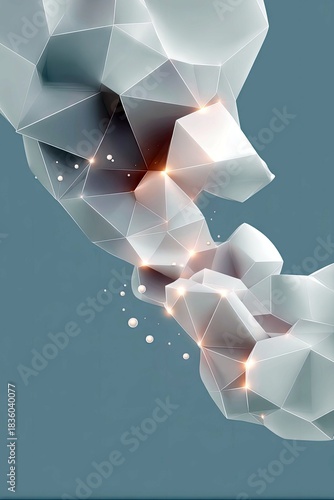 Abstract Geometric Forms Illuminated on Teal Background