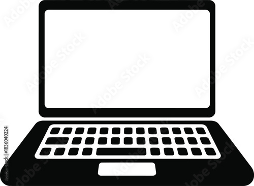 Female professional analyzing business data on a laptop at desk isolated on white background, illustration