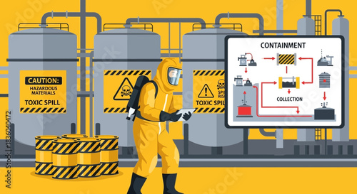 Illustrative representation of hazardous material containment processes and safety measures