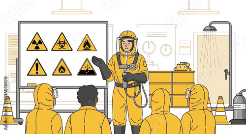 Safety training session on hazards and safety protocols at a laboratory facility